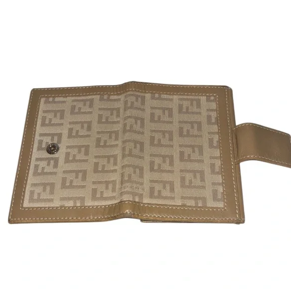 Fendi Cloth & Leather Tan Wallet EUC